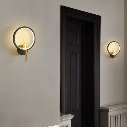 Nordic Minimalist Round Full Copper LED Wall Scone Lamp