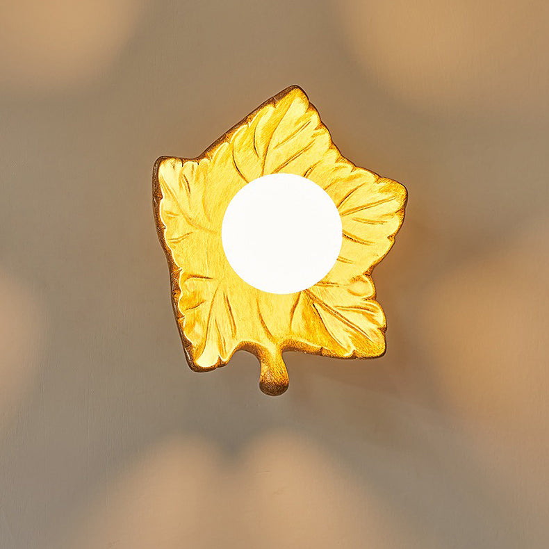 Creative Resin Glass Maple Leaf 1-Light Wall Sconce Lamp