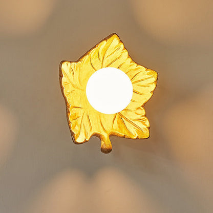 Creative Resin Glass Maple Leaf 1-Light Wall Sconce Lamp