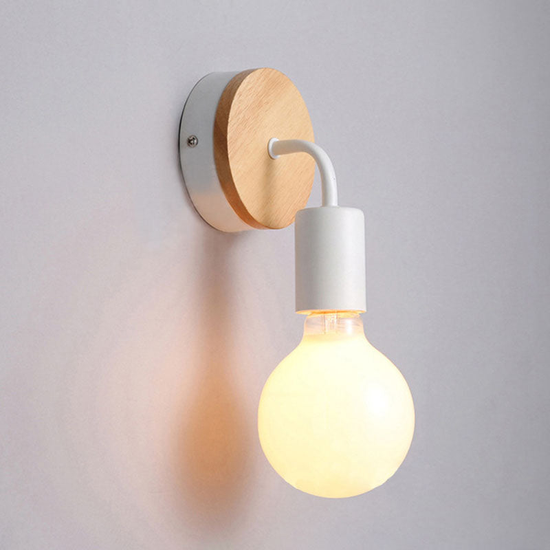 Modern Simplicity Bent Wood Iron 1-Light Wall Sconce Lamp