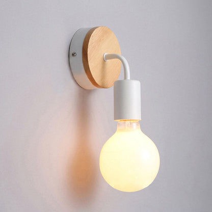 Modern Simplicity Bent Wood Iron 1-Light Wall Sconce Lamp