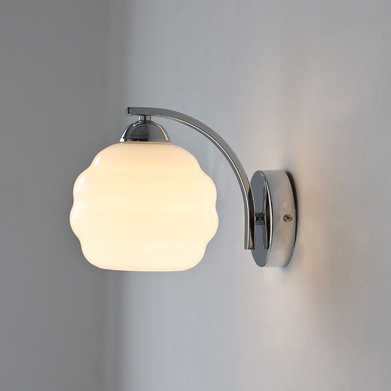 Simplicity Iron Glass Round Ball 1-Light Wall Sconce Lamp