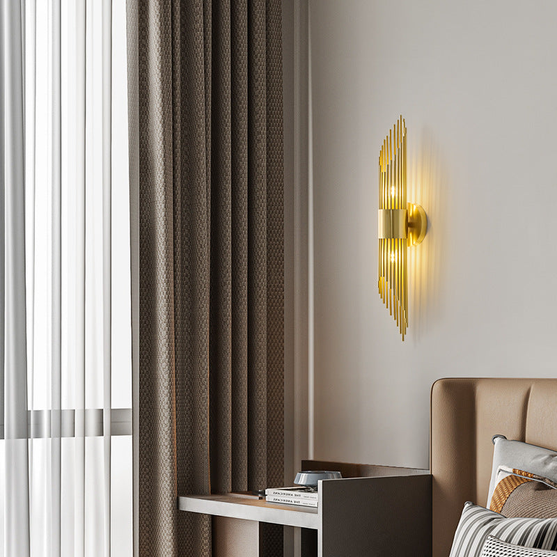 Cylindrical Copper Acrylic 2-Light Wall Sconce Lamp