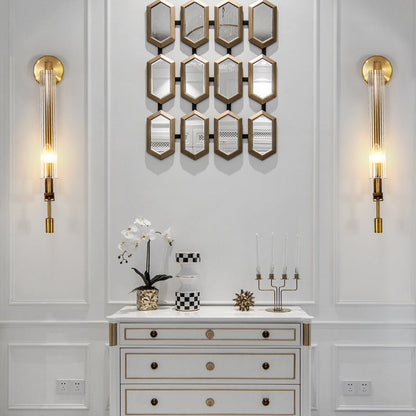 Simplicity Ribbed Glass Column 1-Light Wall Sconce Lamp