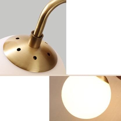 Walnut Brass Glass Round Orb 1-Light Wall Sconce Lamp