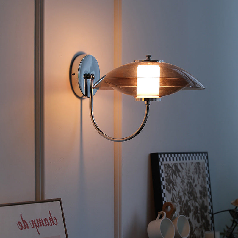 Scandinavian Oval Hardware Glass 1-Light Wall Sconce Lamp