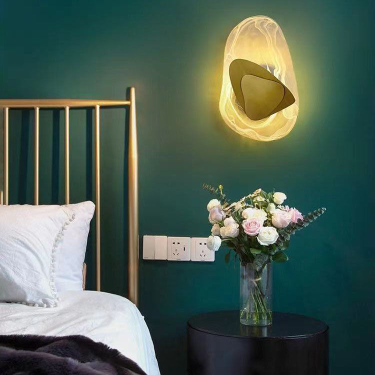 Irregular Oval Hardware Glass LED Wall Sconce Lamp