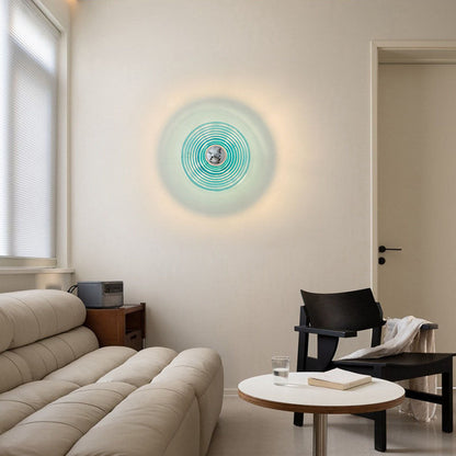 Art Deco Wave Pattern Round Glass 1-Light Wall Sconce Lamp