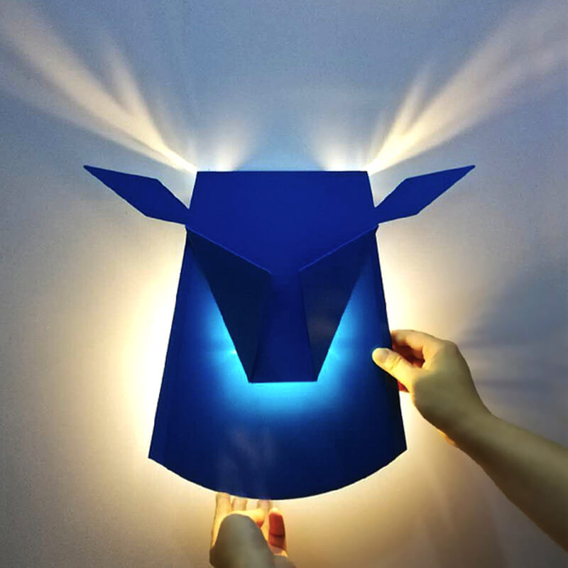 Creative Iron Bull Head Shape LED Wall Sconce Lamp