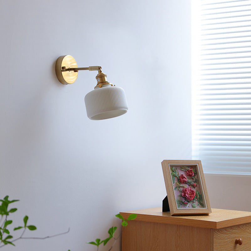 Japanese Semicircular Strip Ball 1-Light Wall Sconce Lamp