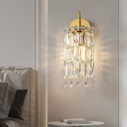 Gold Dazzling Prismatic Crystal 1-Light Wall Sconce Lamp