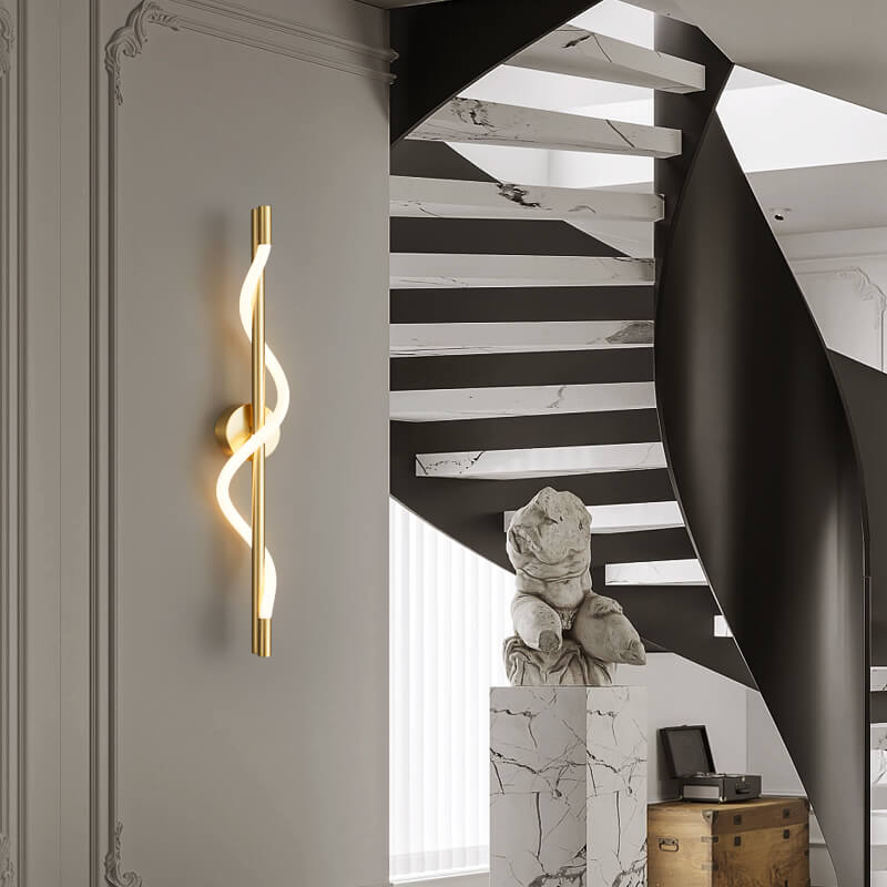 Copper-Plated Curve Long Bar Copper LED Wall Sconce Lamp