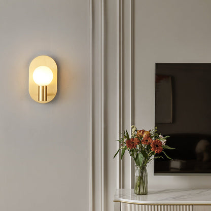 Nordic Oval Orb Copper Glass 1-Light Wall Sconce Lamp