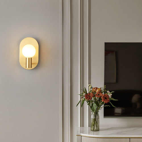 Nordic Oval Orb Copper Glass 1-Light Wall Sconce Lamp