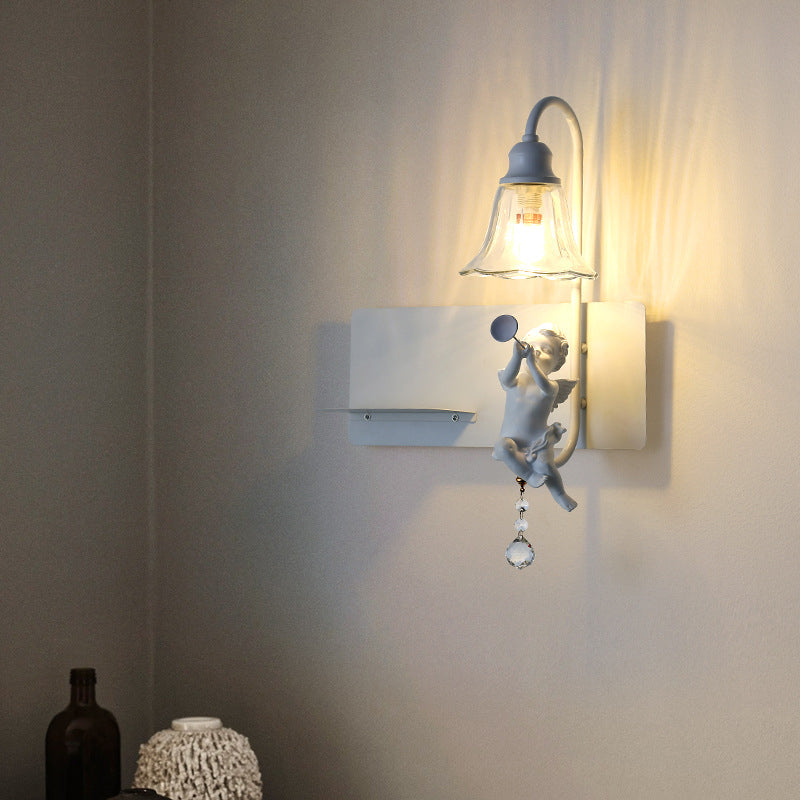 Creative Angel Petal Resin Glass 1/2 Light Wall Sconce Lamp