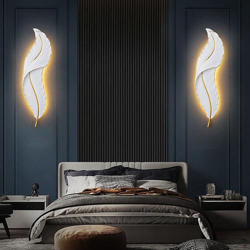 Nordic Feather Hardware Resin LED Wall Sconce Lamp