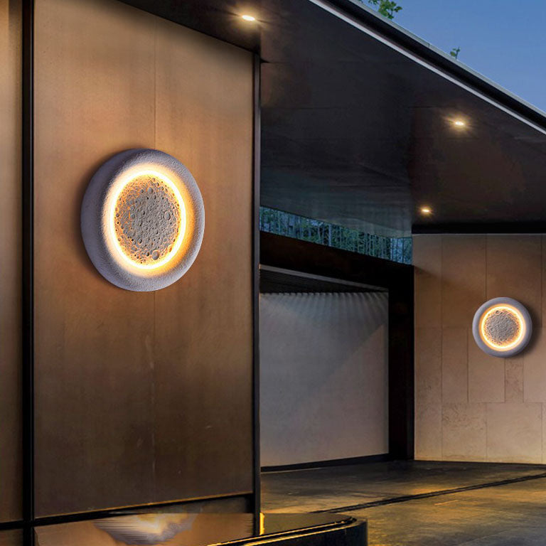 Chinese Moon Texture Shade LED Waterproof Wall Sconce Lamp