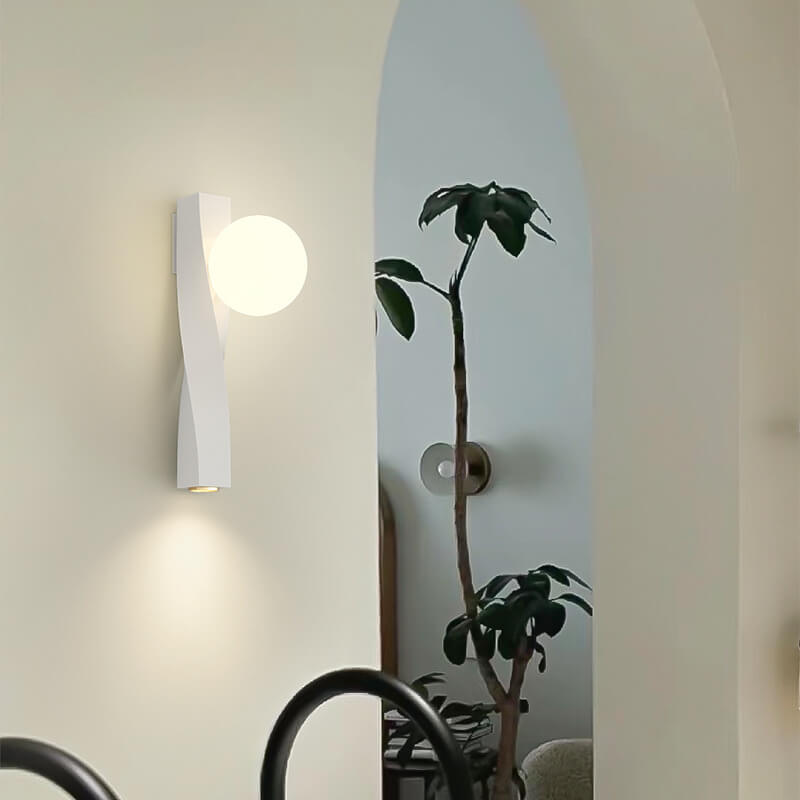 Cream Style Plastic Long Sphere 1-Light Wall Sconce Lamp