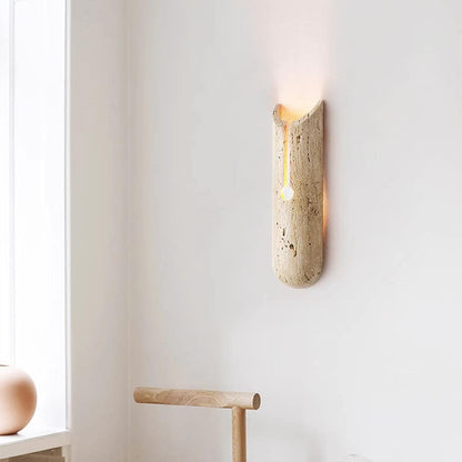 Japanese Travertine Half Oval 1-Light Wall Sconce Lamp