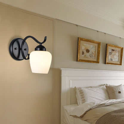 Retro Rustic Iron Glass 1-Light Wall Sconce Lamp