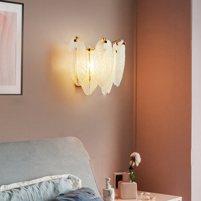 Creative Feather Iron Glass 1-Light Wall Sconce Lamp