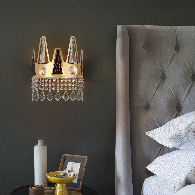 Light Shape Crystal Wrought Iron 1-Light Wall Sconce Lamp