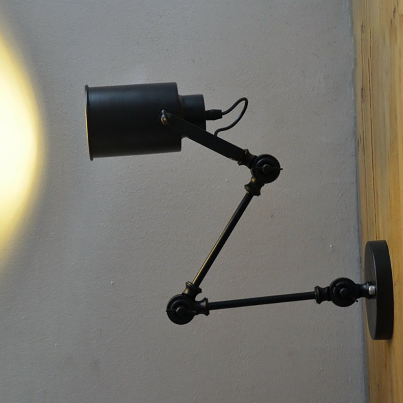 Cylinder Swing Arm Iron Aluminium 1-Light Wall Sconce Lamp