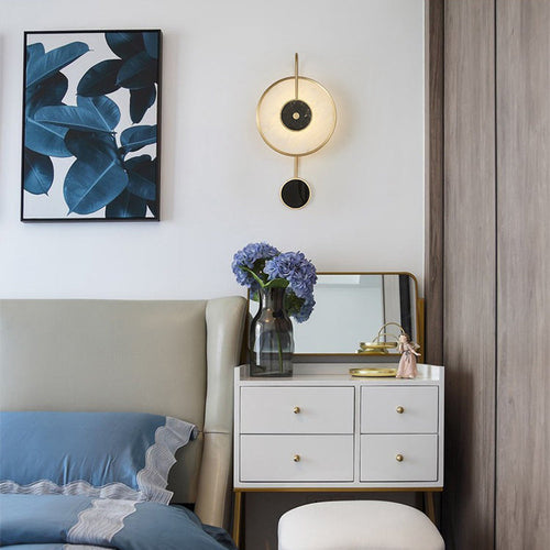 Concentric Marble Disc Iron Copper LED Wall Sconce Lamp