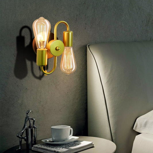 Industrial Iron Symmetrical 2-Light Wall Sconce Lamp