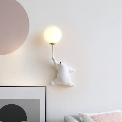 Creative Bear Resin Glass 1-Light Wall Sconce Lamp