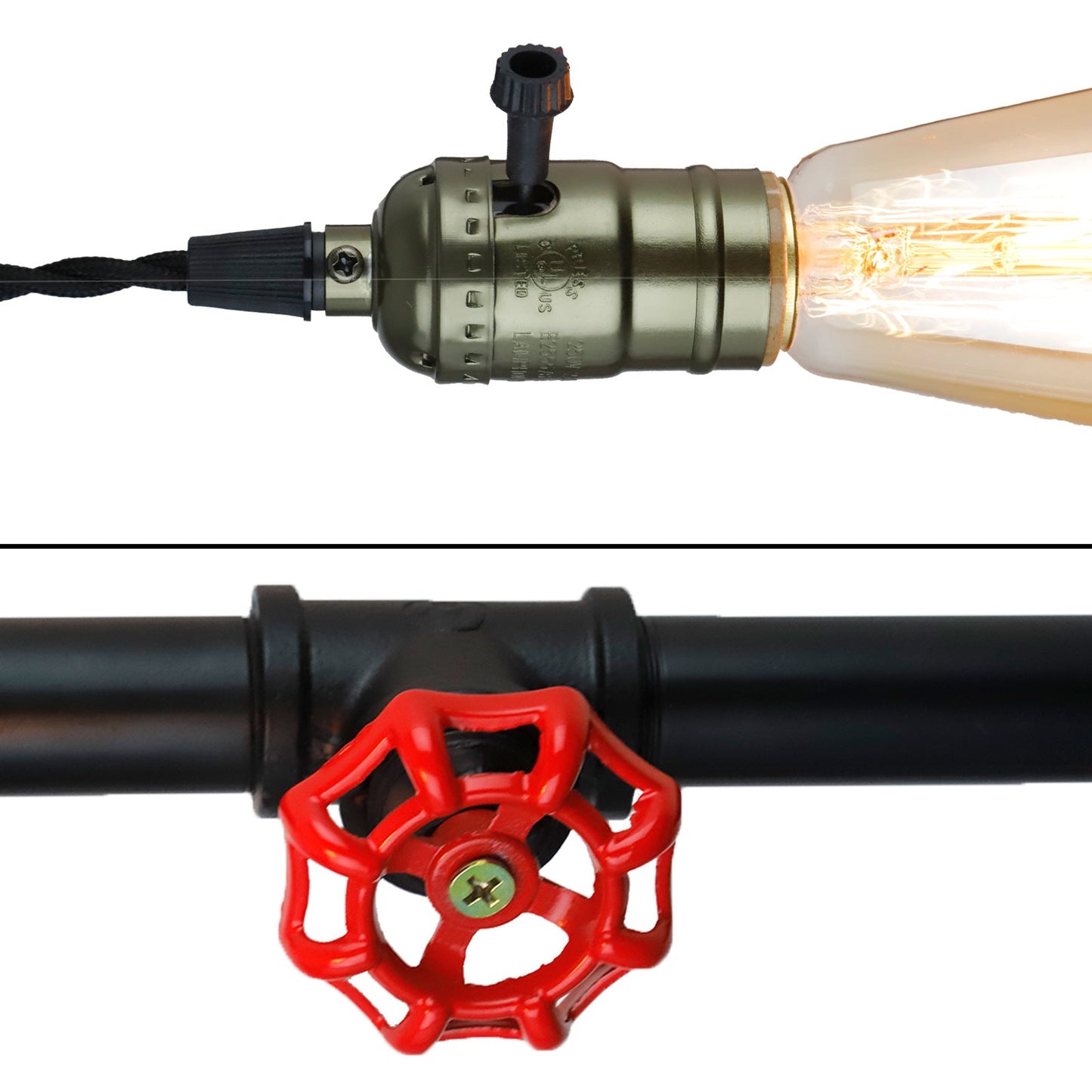Steampunk Pipe Strip Iron 1-Light Wall Sconce Lamp