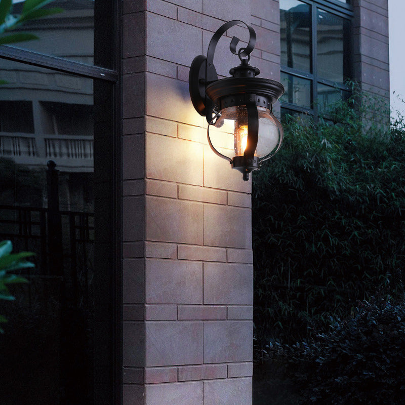 Waterproof Curved Glass Shade LED Outdoor Wall Sconce Lamp