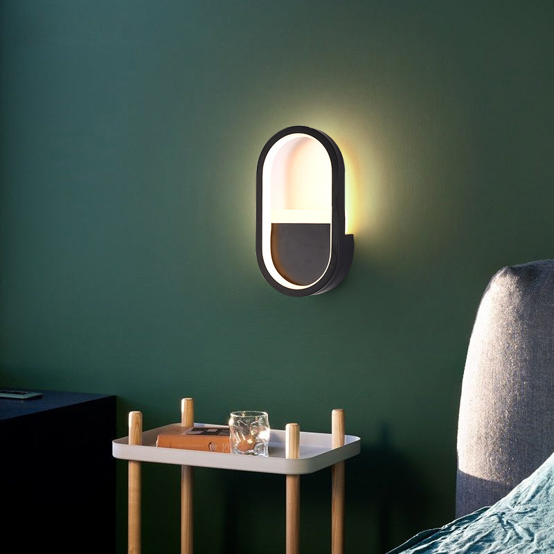 Iron Silicone Elliptical Circular Arc LED Wall Sconce Lamp