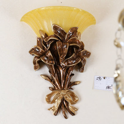 Round Glass Resin Bouquet Lamp Arm 1-Light Wall Sconce Lamp