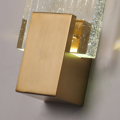 Minimalist Rectangular Copper Crystal LED Wall Sconce Lamp
