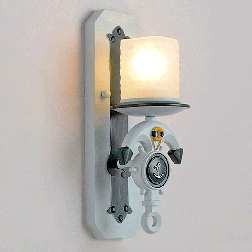 Mediterranean Iron Ship Anchor 1/2-Light Wall Sconce Lamp