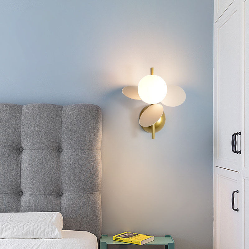 Creative Round Iron Glass PVC 1-Light Wall Sconce Lamp