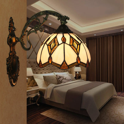 Tiffany Baroque Geometric Bowl 1-Light Wall Sconce Lamp