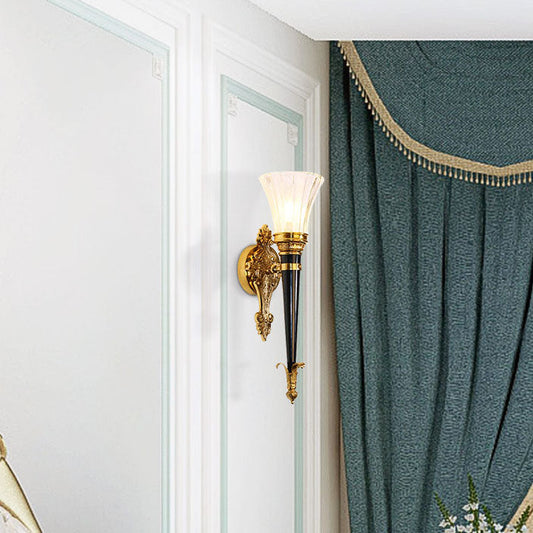 Full Copper Frame Horn Shade 1-Light Wall Sconce Lamp