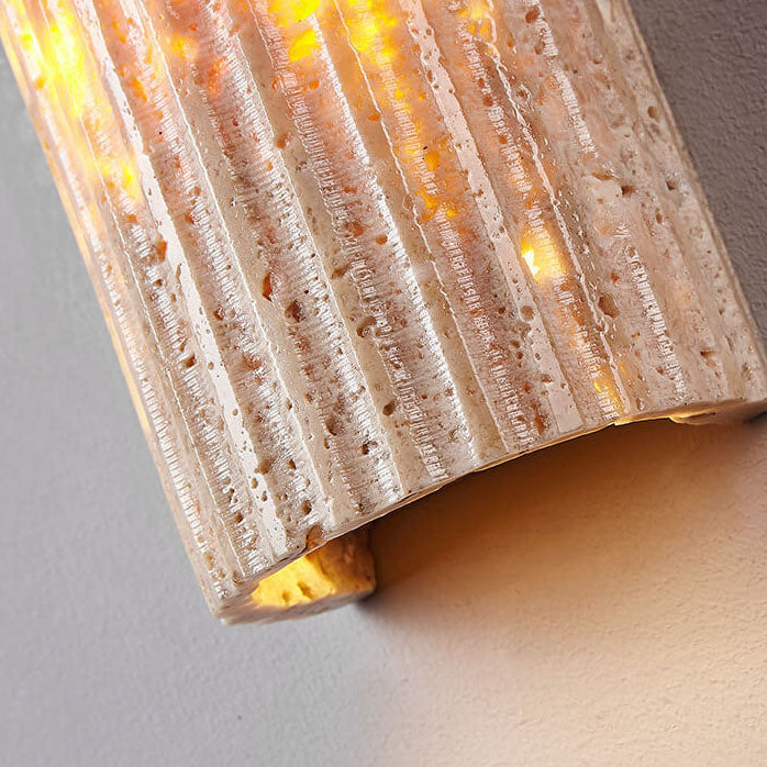 Japanese Travertine Half-Cylinder LED Wall Sconce Lamp