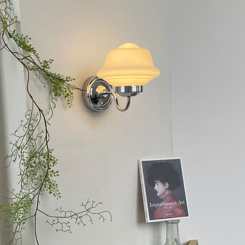Retro Round Clouds Iron Glass 1-Light Wall Sconce Lamp