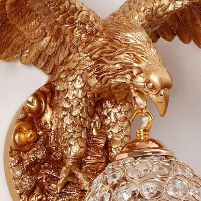 Resin Eagles Crystal Shade 1-Light Wall Sconce Lamp