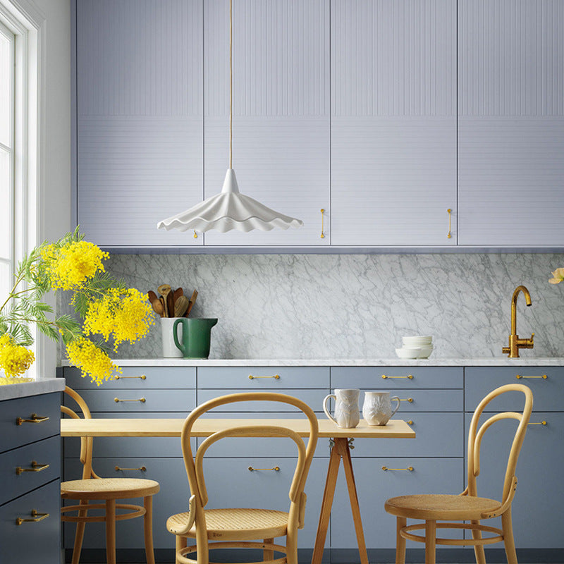 Minimalist Round Pleated Ceramic 1-Light Pendant Light