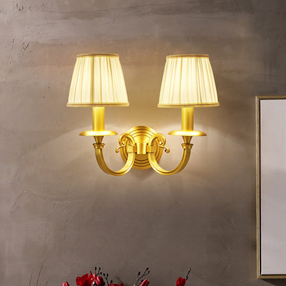 Full Frame Pleated Fabric Shade 1/2-Light Wall Sconce Lamp