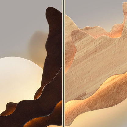 Traditional Chinese Wood Landscape LED Wall Sconce Lamp