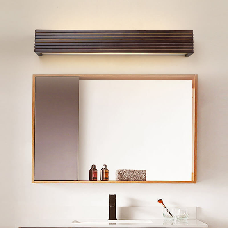 Chinese Walnut Square Bar Vanity LED Wall Sconce Lamp
