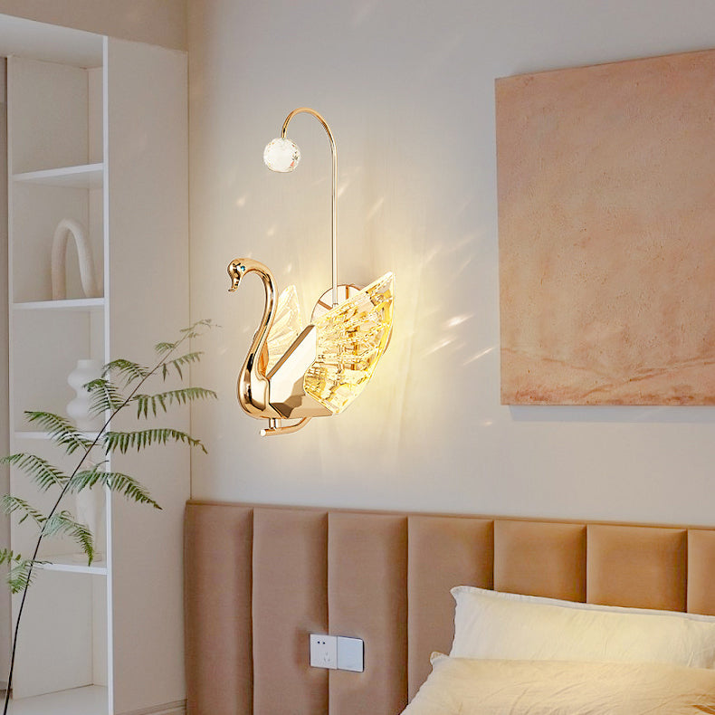 Luxury Crystal Aluminum Acrylic Swan LED Wall Sconce Lamp