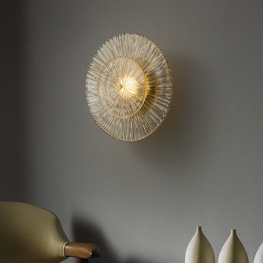 Modern Minimalist Round Glass Copper LED Wall Sconce Lamp