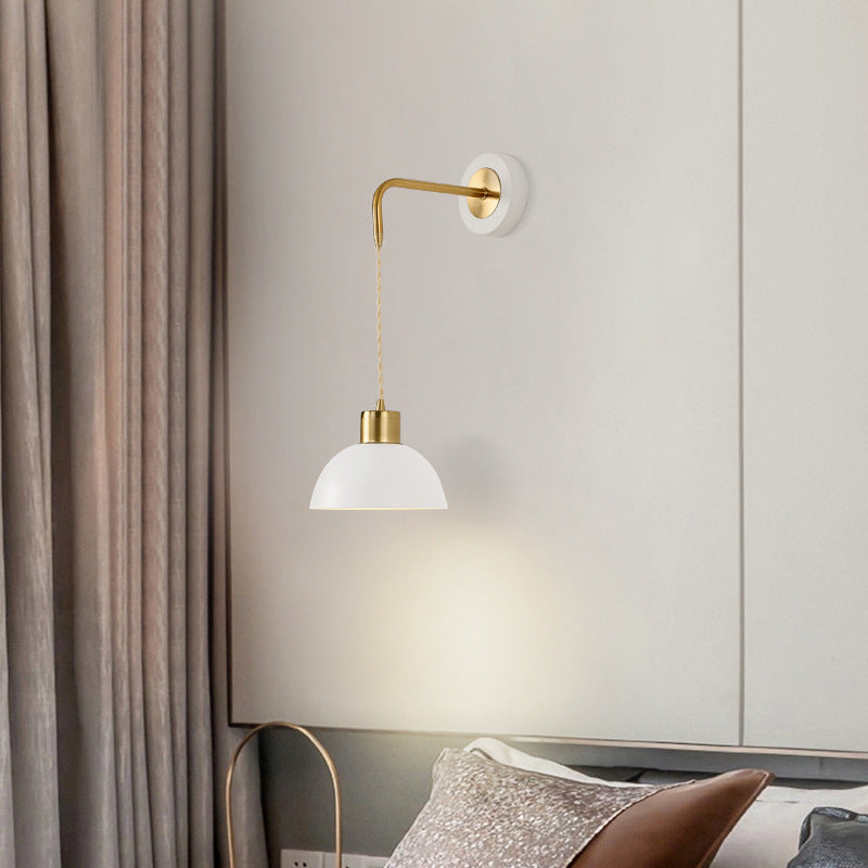 Half Circle Pendant Wire Iron 1-Light Wall Sconce Lamp