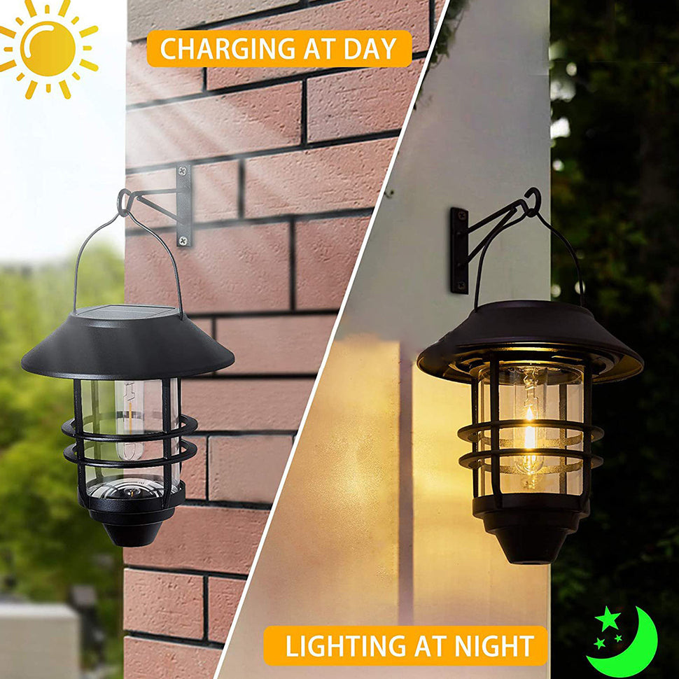 Solar Lantern Cylinder 1-Light Hanging Wall Sconce Lamp